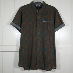 Roark Revival Shirt Button Down Aloha Tribal AOP Contrast Men's Medium Cotton SS
